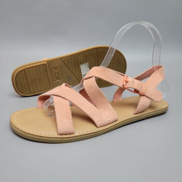 Toms Sicily Strappy Sandals Womens Size 6.5 Casual Peach Pink Coral Flat Shoe - Picture 10 of 10